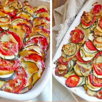 Gratin de Pommes de Terre, Tomates et Courgettes