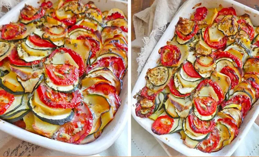 un Gratin aux Pommes de Terre, Tomates et Courgettes