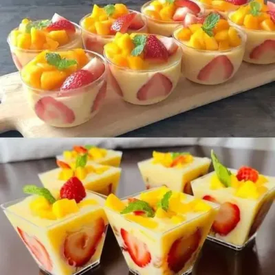Mousse de Mangue et Fraises en 5 Minutes