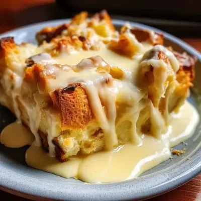 Pudding au Pain de Grand-Mère avec Sauce Vanille