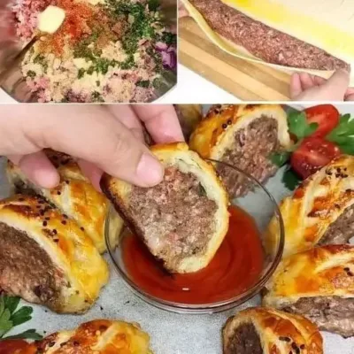 Rouleau de Pâte Feuilletée à la Viande Hachée