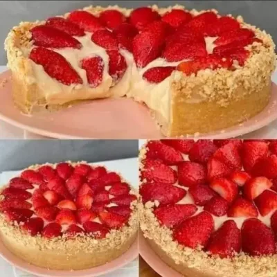 Tarte Croustillante à la Fraise et au Lait