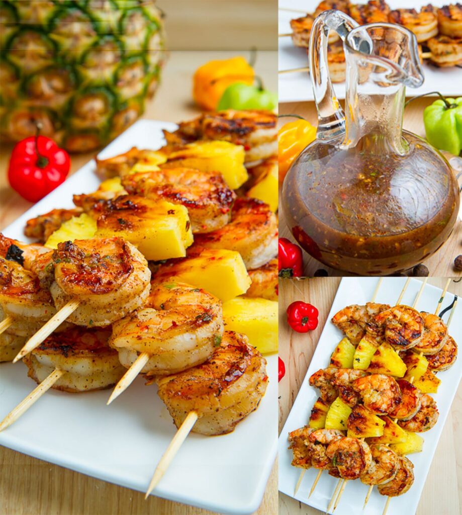Brochettes de Crevettes à la Jamaïcaine et Ananas Grillés