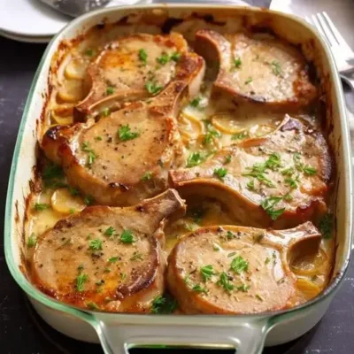 Côtelettes de Porc et Pommes de Terre Festonnées