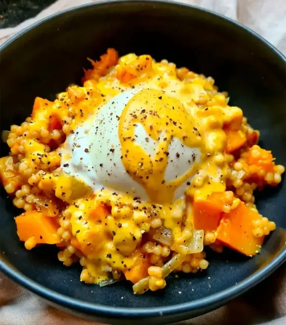 Risotto de Couscous Perlé, Butternut, Burrata & Crème de Butternut : Une Symphonie Automnale