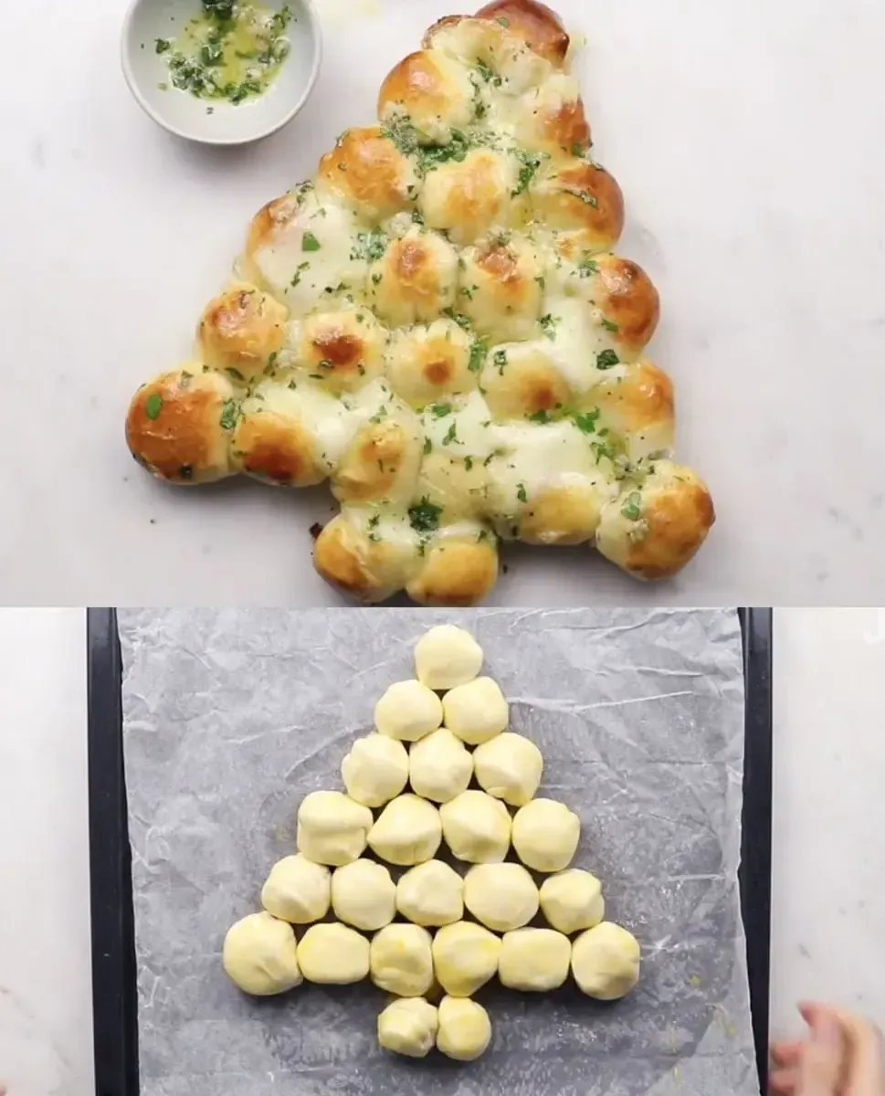 Sapin de Noël en Pâte à Pizza et Mozzarella