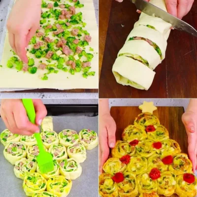Sapin de Noël en Pâte Feuilletée : Apéritif Élégant