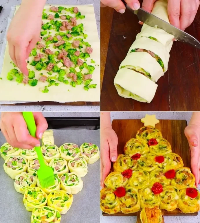 Sapin de Noël en Pâte Feuilletée : Apéritif Élégant