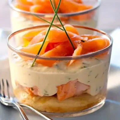 Tiramisu aux 2 saumons et ciboulette