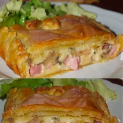 Tourte au Jambon, Champignons et Camembert