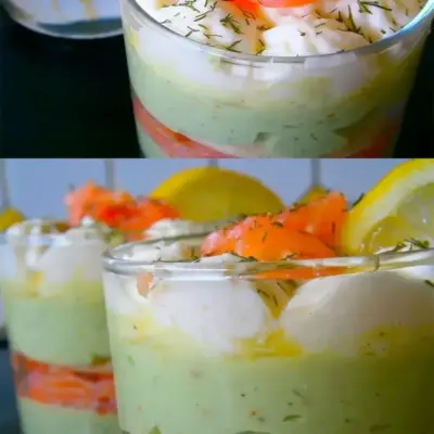 Verrines Saumon & Avocat Façon Tiramisu