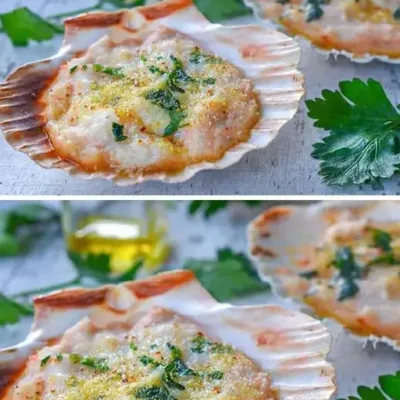 Délice de Pétoncles et Saumon Gratiné