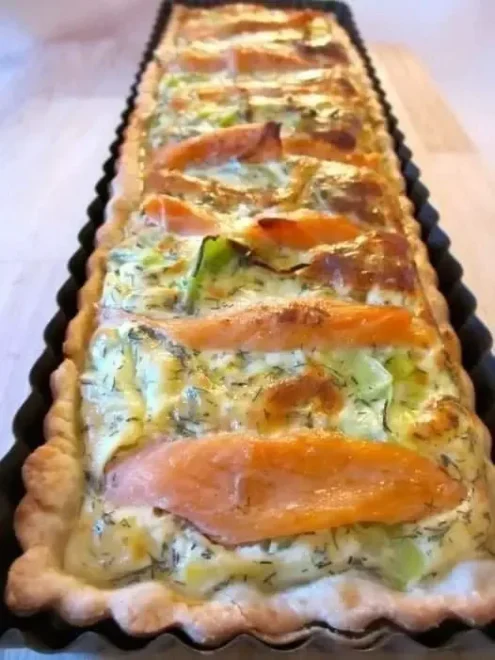 Quiche aux Poireaux et Saumon Fumé