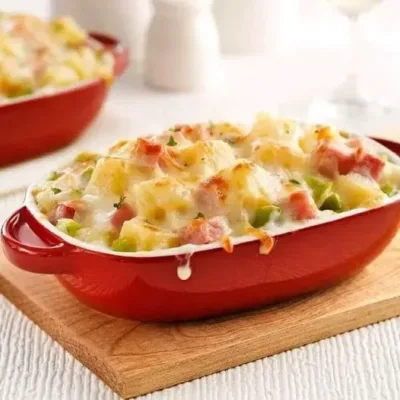 Gratin de Jambon, Poireaux et Fromage Suisse