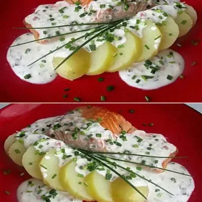 Pavé de Saumon à la Crème de Ciboulette
