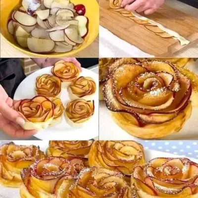 Roses aux Pommes en Pâte Feuilletée