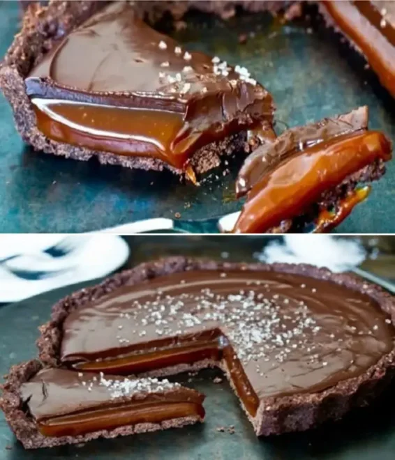 Tarte au Chocolat avec un Cœur Fondant de Caramel Salé