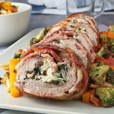 Filet de Porc Farci Enrobé de Bacon Délicieux