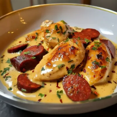 Aiguillettes de Poulet en Sauce Crémeuse au Chorizo