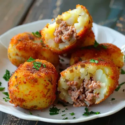 Croquettes de pommes de terre farcies à la viande