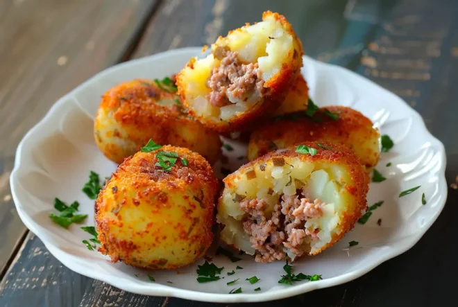 Croquettes de pommes de terre farcies à la viande