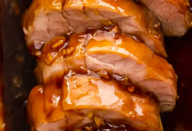 Filet de porc sucré et salé au miel et à l’ail