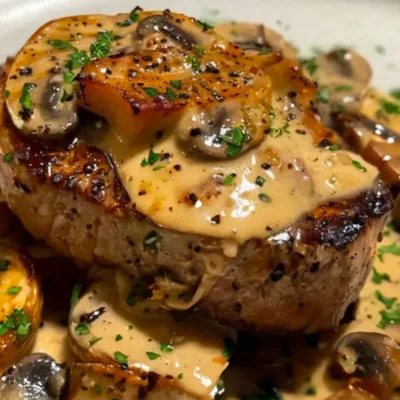Filet Mignon au Boursin et Champignons Savoureux