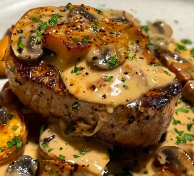 Filet Mignon au Boursin et Champignons Savoureux