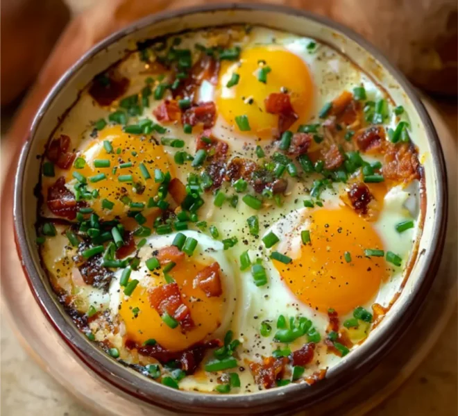 Oeufs Cocotte au Chèvre et Lardons Savoureux