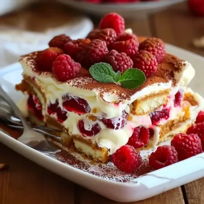 Tiramisu au chocolat blanc et framboises