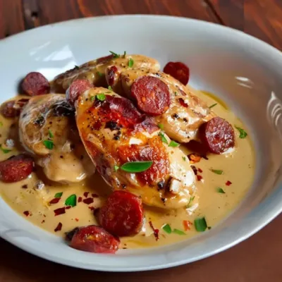 Aiguillettes de Poulet Sauce Crémeuse au Chorizo