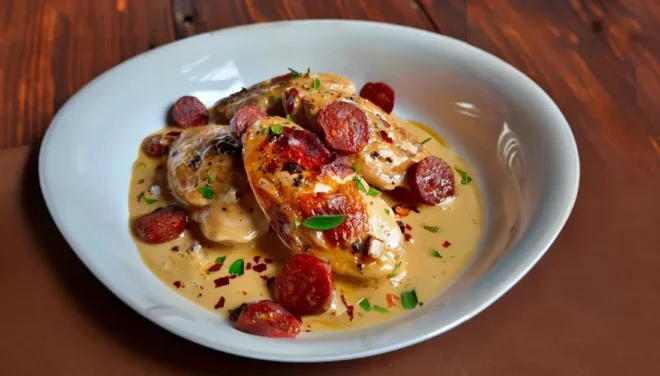 Aiguillettes de Poulet Sauce Crémeuse au Chorizo