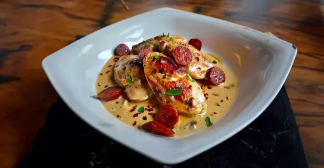 Aiguillettes de Poulet Sauce Crémeuse au Chorizo
