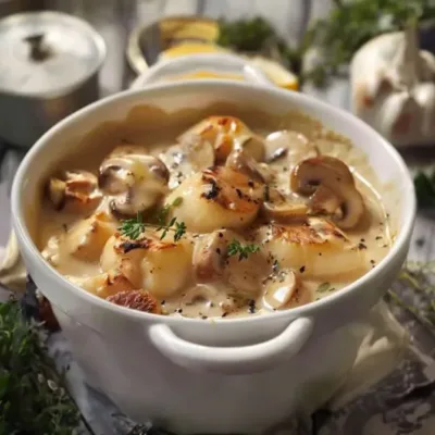 Blanquette de Saint-Jacques aux Champignons