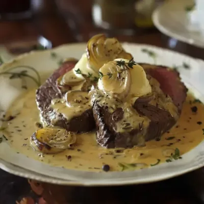 Filet de Bœuf en Sauce Échalote et Crème