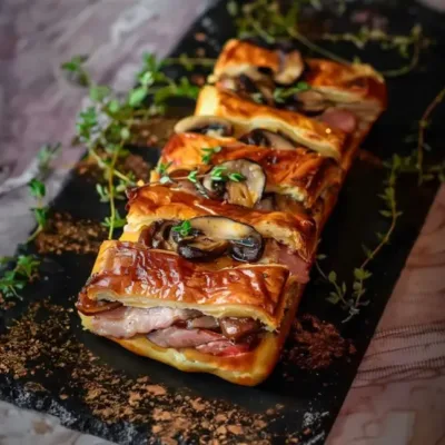 Feuilleté Savoureux aux Champignons et Jambon