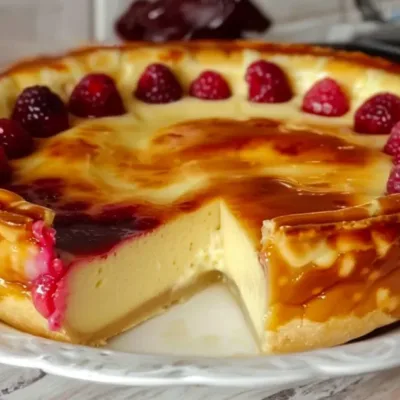 Flan pâtissier framboises citron