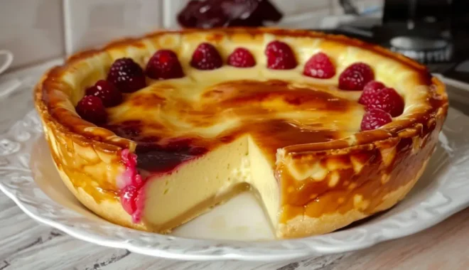 Flan pâtissier framboises citron