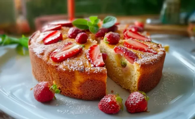 Gâteau au Yaourt et aux Fraises en 5 Minutes