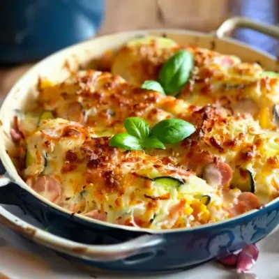 Gratin Courgettes, Jambon et Riz Savoureux