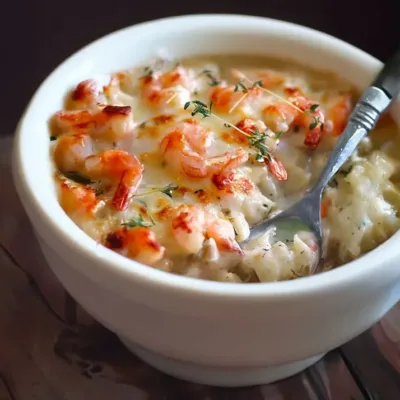 Gratin de Crevettes et Pétoncles au Chou-fleur