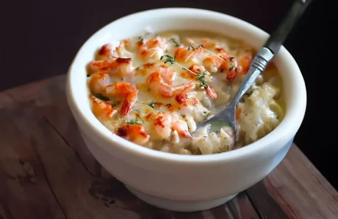 Gratin de Crevettes, Pétoncles et Chou-fleur