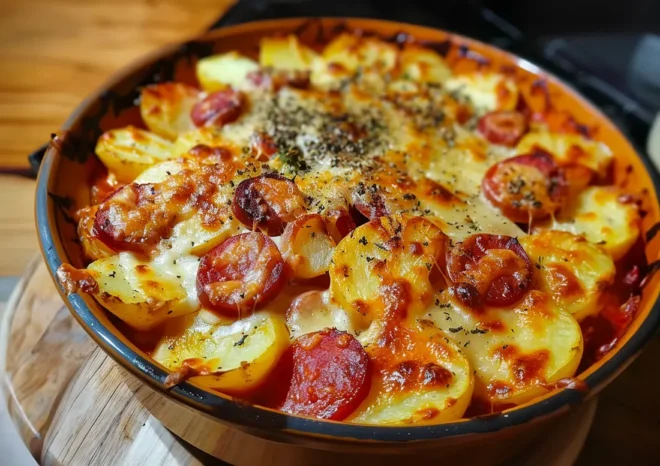 Gratin de Pommes de Terre au Chorizo et Béchamel de Tomate