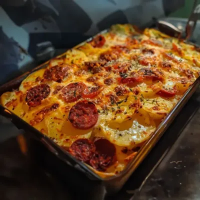 Gratin de Pommes de Terre au Chorizo et Béchamel
