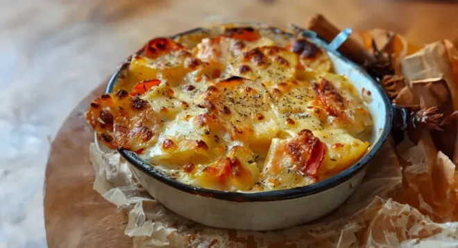 Gratin de Pommes de Terre, Chorizo, Tomate et Béchamel