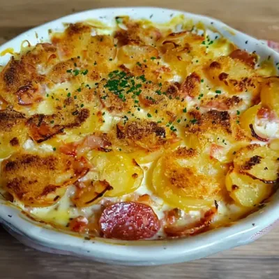 Gratin de Pommes de Terre au Chorizo et Tomate