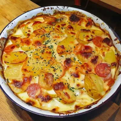 Gratin de Pommes de Terre au Chorizo et Tomates