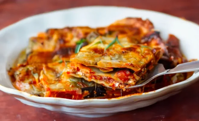 Lasagnes Tomates, Aubergines, Épinards et Ricotta