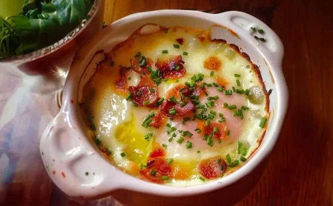 Œufs Cocotte au Reblochon et Lardons Savoureux
