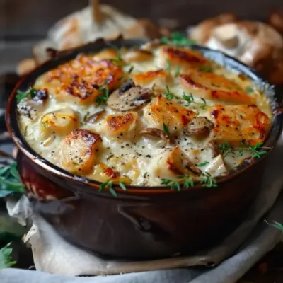 Pâtes à la Crème Poulet et Champignons